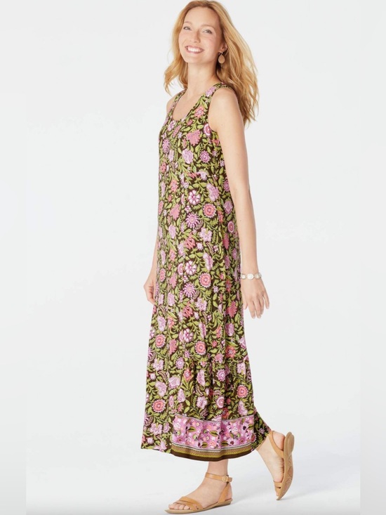 J. Jill Dresses & Skirts - J.Jill Floral Maxi Dress Women’s Size Medium Sleeveless Pink Green Boho